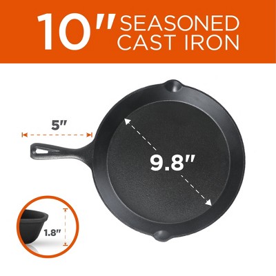Pre-Seasoned Black Cast Iron 3-Piece Skillet Set