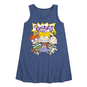 Girls' - Rugrats - Angelica Grinning Ear To Ear Graphic Sleeveless Aline Dress - 1 of 4