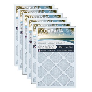 Cabana Air Filters 6 Pack Home HVAC Furnace Air Filters, Capture Unwanted Particles with Pleated Design, MERV 8, 16 x 24 x 1, White - 1 of 4