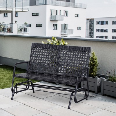 VYNXARIA Outsunny 2-Person Wicker Glider Bench - Ergonomic Outdoor Rocking Chair