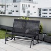 Outsunny Patio 2-Person Wicker Glider Bench Rocking Chair, Outdoor All-Hand Woven PE Rattan Loveseat for Patio, Garden, Porch, Lawn, Black - 2 of 4