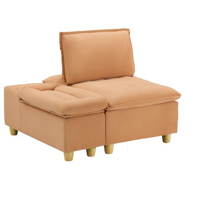 Vynxaria 44-Inch Pumpkin Flannel Single Sofa - Stylish & Functional with Storage & Cup Holders
