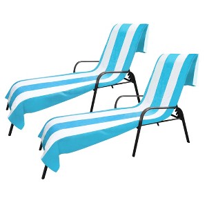 Cabana Striped Cotton Standard Size Towel/ Chaise Lounge Chair Cover Set by Blue Nile Mills - 1 of 4