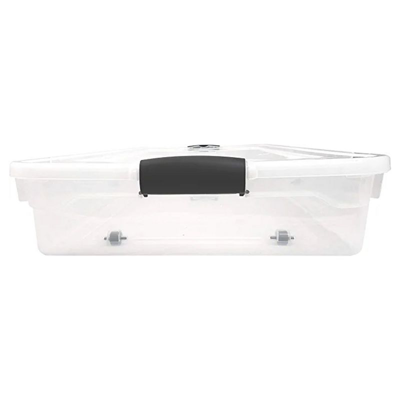 HOMZ 60 Quart Latching Underbed Durable Clear Base Storage Organizer Container Box Tote with Easy Grip Handles and Glide Wheels, 5 of 7