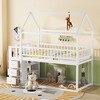 VASIP House Design Twin over Twin Bunk Bed with Built-In Shelves & Drawers - Space-Saving White Kids Bedroom Furniture - 2 of 4