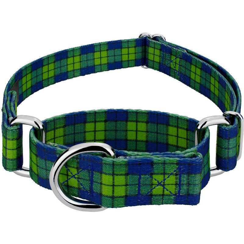 Country Brook Petz Blue and Green Plaid Martingale Dog Collar, 1 of 7