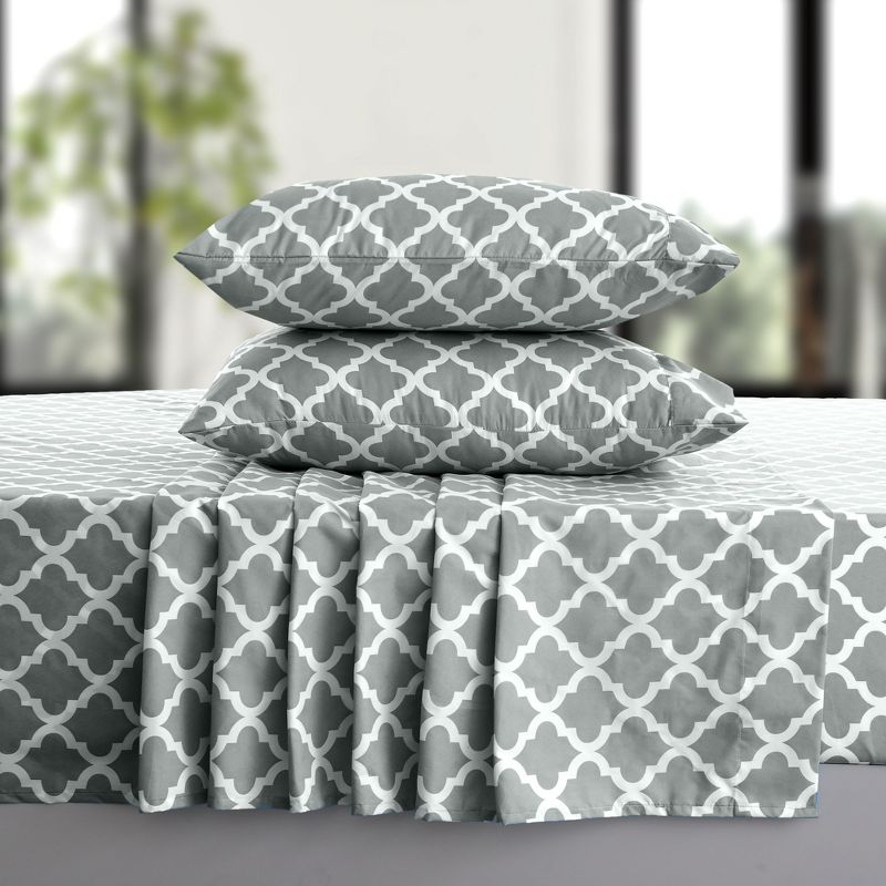 4 Piece Geometric Patterns Deep Pocket Sheet Set Printed Bed Sheets with Pillowcase Premium Soft Microfiber Sheets, 2 of 6