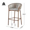30'' H Modern Woven Rope Barstools Set of 2,Fabric Upholstered Patio Armrest Barstool,Outdoor Metal Height Bar Stool with Footrest-Coolbibila - 4 of 4