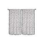 ZHH 52 x 84 Inch 2 Panels Boho Tassels Black Letter Print Curtain Set for Bathroom, Kitchen, Living Room, Bedroom
