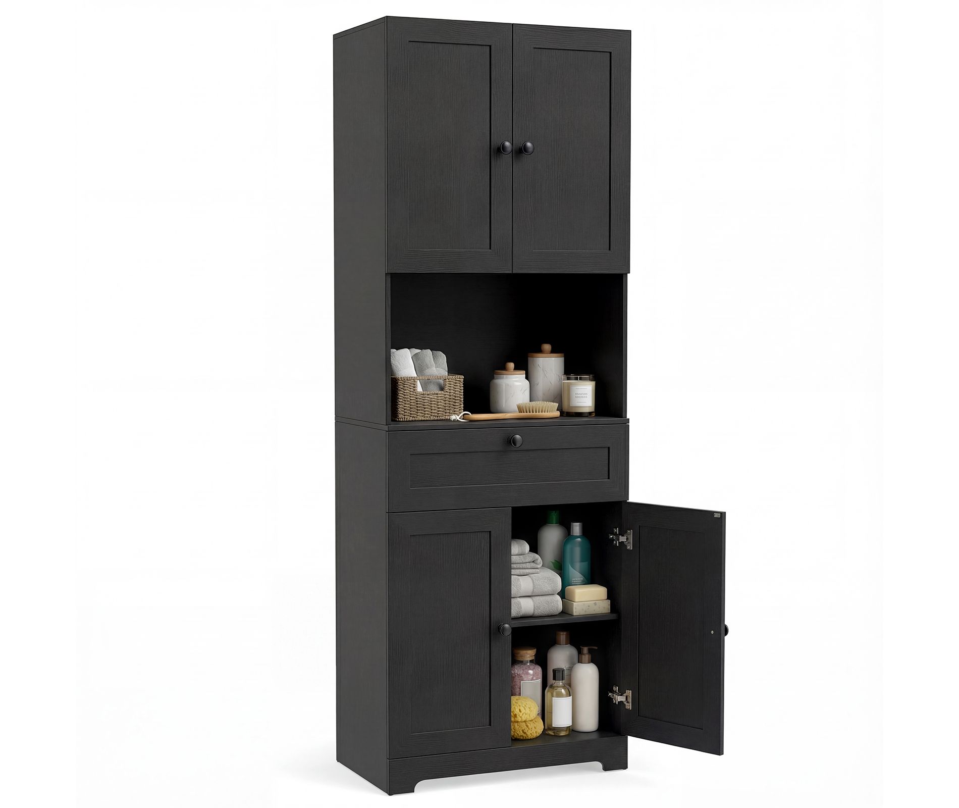 Costway 67.5'' Kitchen Pantry Cabinet w/4 Doors 1 Drawer Open Countertop Adjustable Shelf