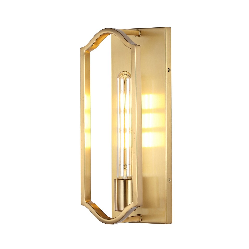 Photos - Light Bulb 4.75" 1-Light Chloe Bohemian Farmhouse Iron LED Sconce Brass Gold - JONATH