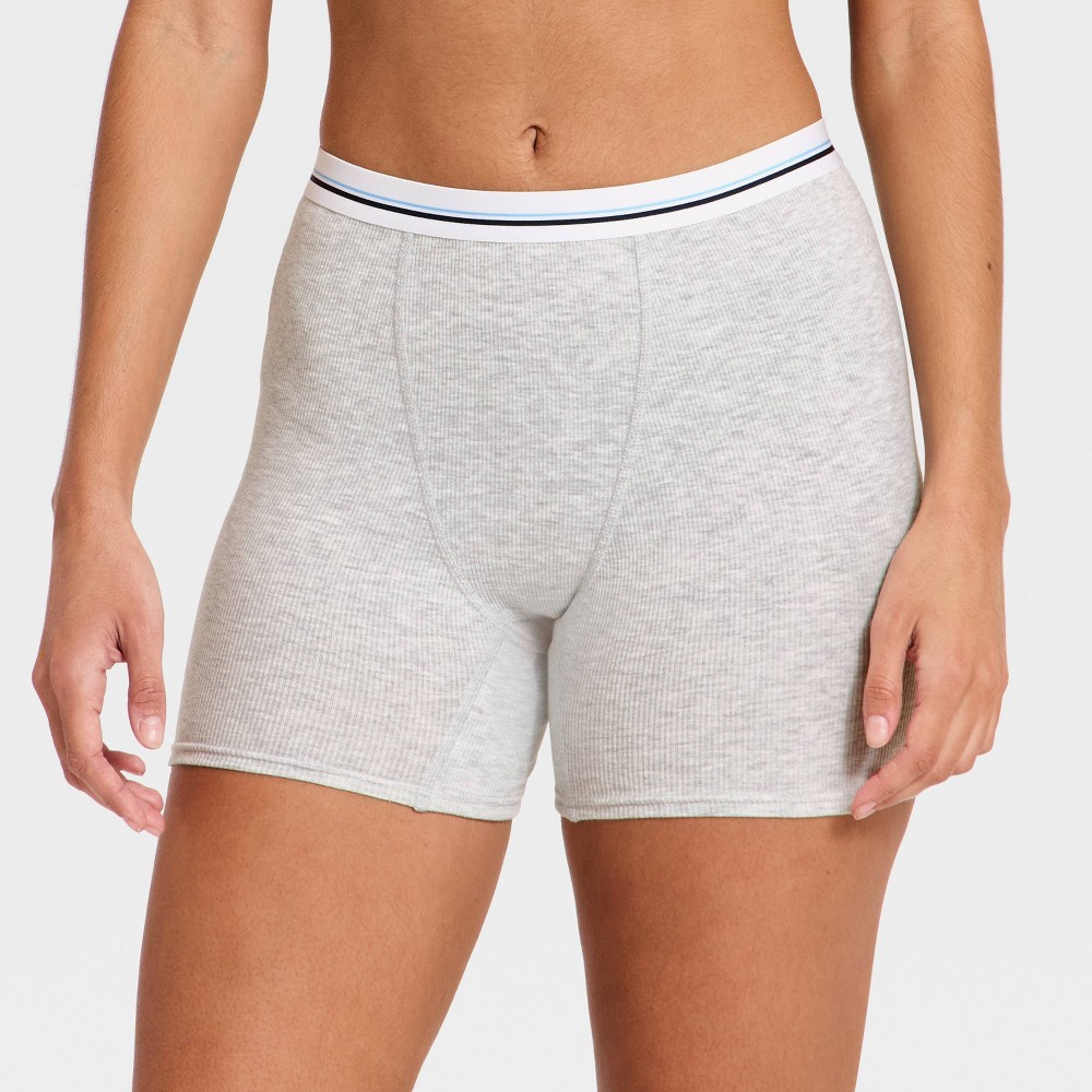 Women's Cotton Rib Boxer Briefs- Wild Fable™ Heather Gray L