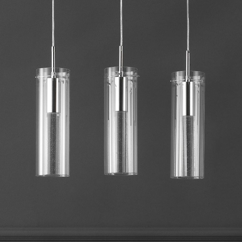 Mium Modern Style Iron/Crystal/Glass Integrated LED Linear Pendant Chrome - JONATHAN Y, 5 of 15