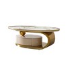Sintered Stone Coffee Table with Matt Gold Stainless Steel Base and 2 Drawers for Living Room - 3 of 4