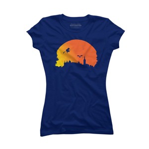 Junior's Design By Humans Halloween witch silhouette By InfaredDesigns T-Shirt - 1 of 3