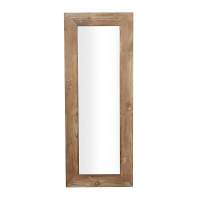 Rustic Wood Rectangle Decorative Wall Mirror Brown - Olivia & May