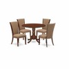 HomeStock Dining room table set of 4 kitchen chairs with Linen Fabric Light Sable color and a dining table with Mahogany Finish - 3 of 4
