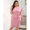 Whizmax Plus Size Cocktail Party Dress Bodycon Elegant Midi Dress Peplum Business Work Office Sheath Pencil with Belt - 2 of 4