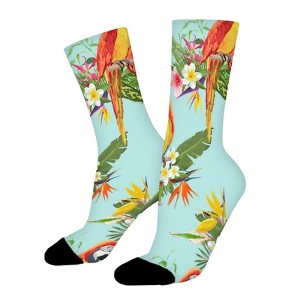 Tropical Flowers And Birds Women Printed Crew Socks Funny Funky Socks Soft Polyester Novelty Gifts for Artists Men - 1 of 1