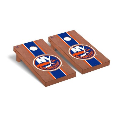 NHL New York Islanders Premium Cornhole Board Rosewood Stripe Version