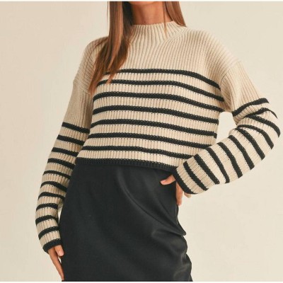 Women's Striped Pattern Sweater - MIOU MUSE