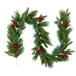 Northlight Real Touch™️Calloway Fir with Berries Artificial Christmas Garland - 7' x 12" - Unlit - 1 of 4