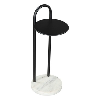 HomeRoots 22" Black And White Iron And Marble Round C Table End Table