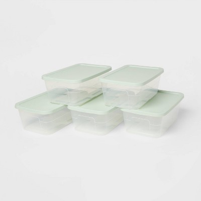 5pk 6qt Clear Storage Boxes Green - Room Essentials™