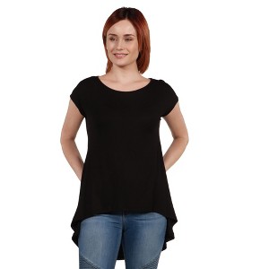 Womens Short Sleeve Casual High Low Tunic Top - 24seven Comfort Apparel™ - 1 of 4