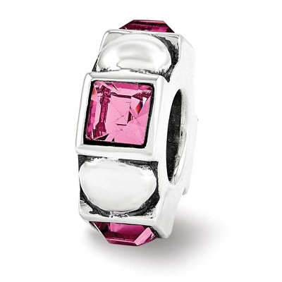 Black Bow Jewelry Sterling Silver with Pink Crystals Geometric Spacer Bead Charm