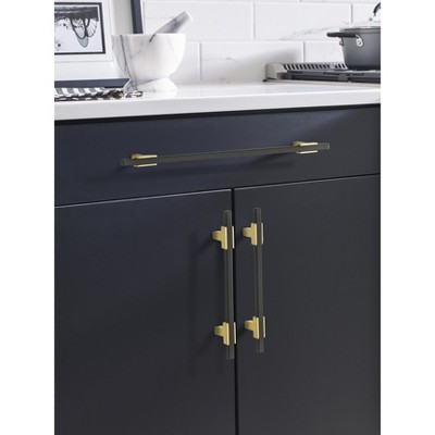 Brushed Gold and Matte Black Modern Bar Pull