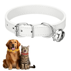 Unique Bargains Dog Collar with Bell Adjustable Buckle PU Leather Dog Collars - 1 of 4