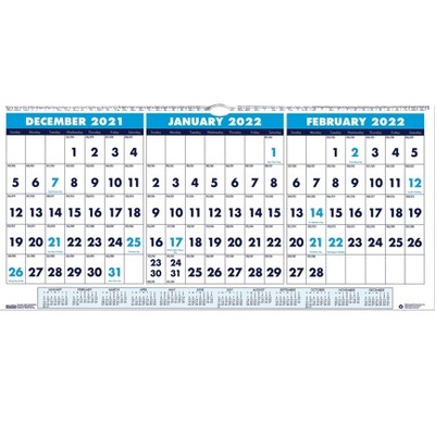 House of Doolittle 2022 8" x 17" Wall Calendar Blue/White 3647-22
