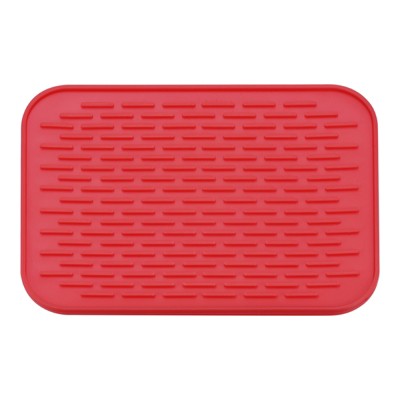 Unique Bargains Dish Drying Mat Set Silicone Drain Pad Heat Resistant Suitable for Kitchen 3 Pcs Orange Red Yellow