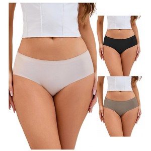 INSPIRE CHIC 3 Packs Women's Mid-Waisted Ladies Panties Full Coverage No Trace Comfortable Briefs - 1 of 4
