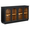 Hostack 4-Door Sideboard Cabinet with Glass Doors, Large Storage and Adjustable Shelves for Kitchen and Dining Room, Black - 3 of 4