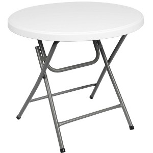 32" Versatile Folding Table Round Granite Plastic Table - 1 of 4