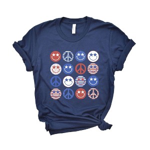 Simply Sage Market Women's Patriotic Smiley Faces Stacked  Short Sleeve Graphic Tee - 1 of 4
