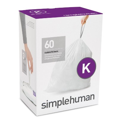 simplehuman 35-45L 60ct Code K Custom Fit Trash Bags Liner White