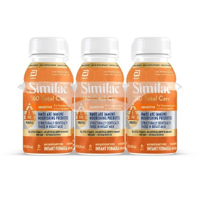 Similac 360 Total Care Sensitive Non-GMO Ready to Feed Infant Formula Bottles - 8 fl oz Each/6ct