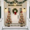Homhougo 4.5ft Set of 2 Snow Flocked Mini Christmas Trees with Red Berries, Decorative Black Base, Indoor Holiday Decorations - 2 of 4