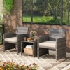 Tangkula 3 Pieces Patio Furniture Set PE Rattan Chairs Set w/ Storage Coffee Table - 2 of 4