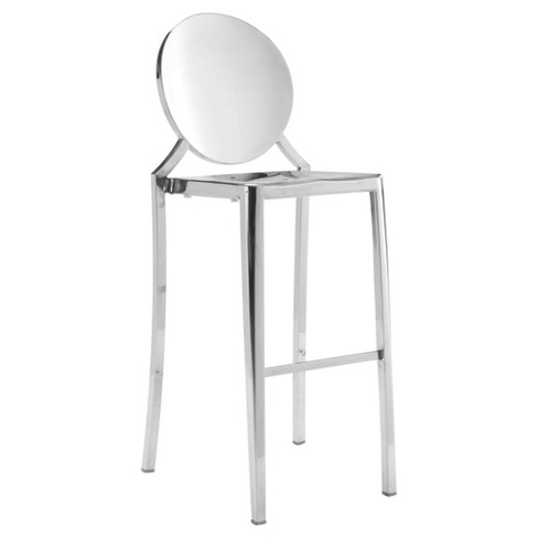 Modern Polished Stainless Steel Bar Chair Set Of 2 Zm Home