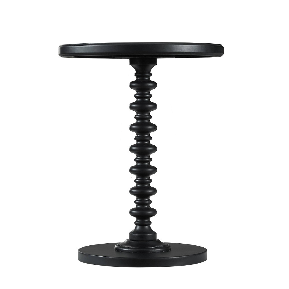 Photos - Coffee Table 17" Teyla Traditional Round Wood Accent Spindle Table Black - Powell: Circ