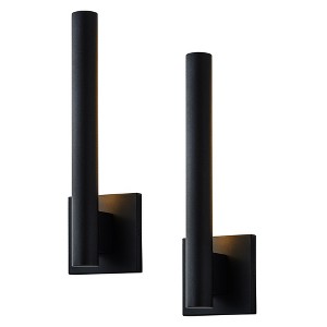 C Cattleya 1-Light Matte Black Dimmable LED Outdoor Wall Light with Frosted Glass Diffuser(2-Pack) - 1 of 4