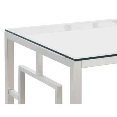 Nickel Square End Table with Glass Top