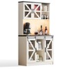 Gymojoy 71" Tall Farmhouse Pantry Storage Cabinet With LED Lights and Charging Station - 3 of 4