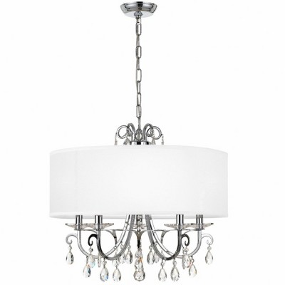 Elegant 5-Light Chandelier in Polished Chrome with Silk Shade
