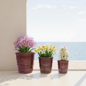 SpassWay 16" Dia Outdoor Indoor Ceramic Planter Pot Decorative Planter with Drainage Hole Patio Flower Pot - 1 of 4