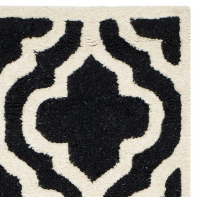 Hand-Tufted Cambridge Wool Area Rug in Black & Ivory - 30" x 14"